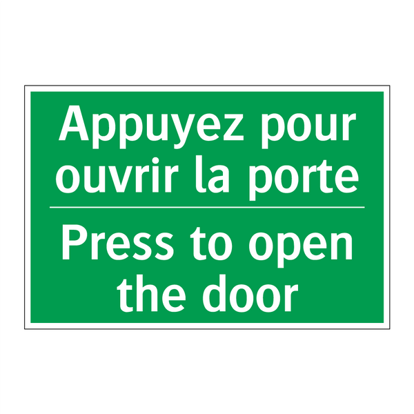 Appuyez pour ouvrir la porte - Press to open the door