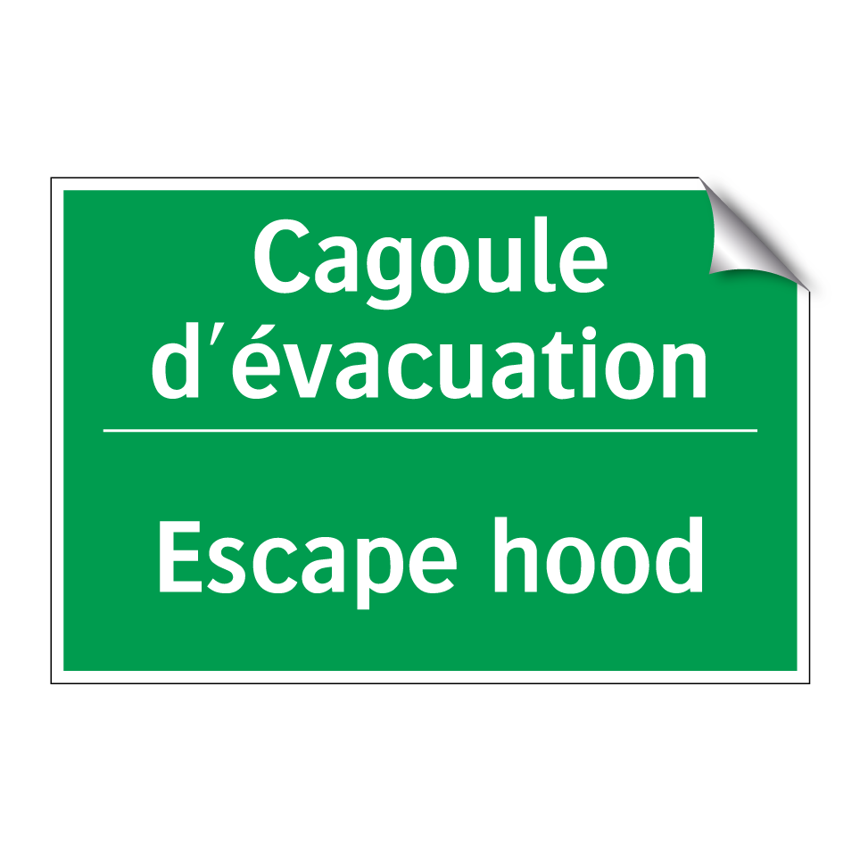 Cagoule d'évacuation - Escape hood