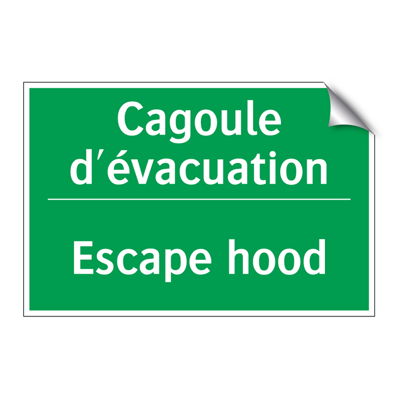 Cagoule d'évacuation - Escape hood