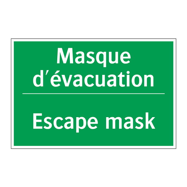 Masque d'évacuation - Escape mask