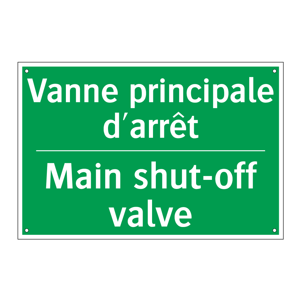 Vanne principale d'arrêt - Main shut-off valve