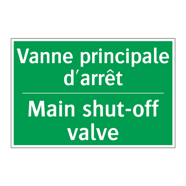 Vanne principale d'arrêt - Main shut-off valve