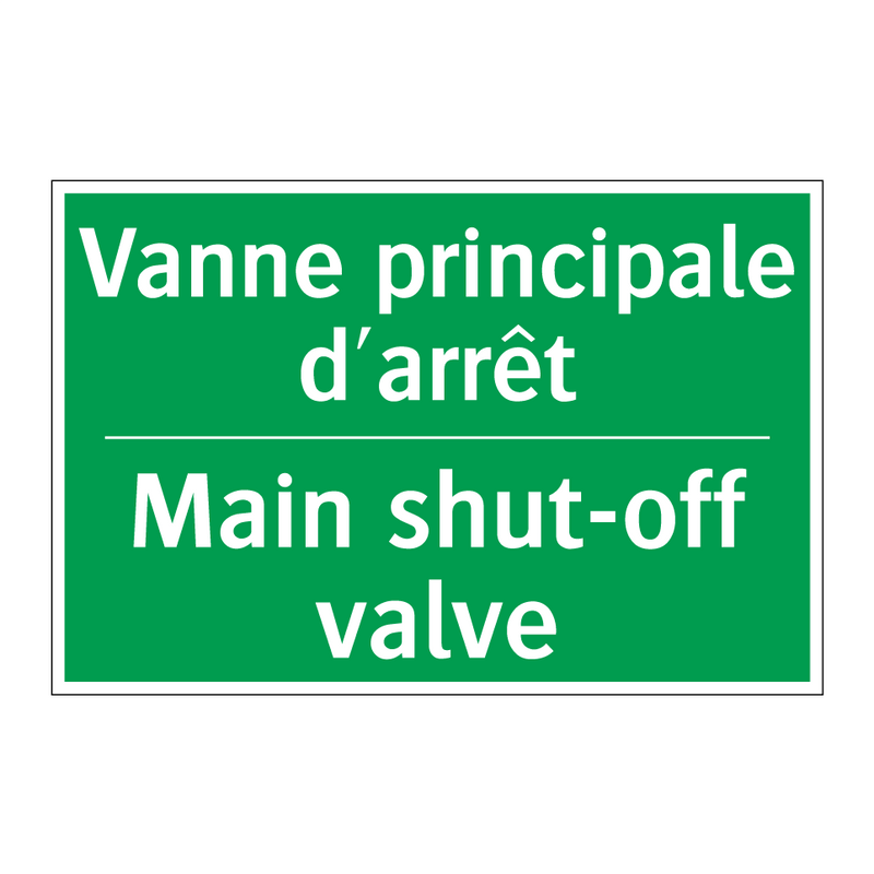 Vanne principale d'arrêt - Main shut-off valve