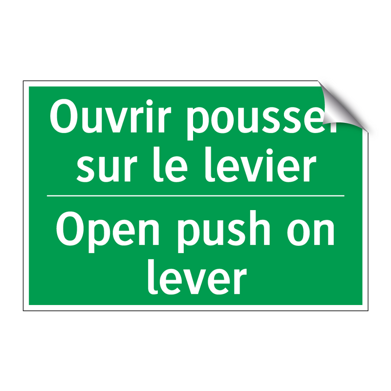 Ouvrir pousser sur le levier - Open push on lever