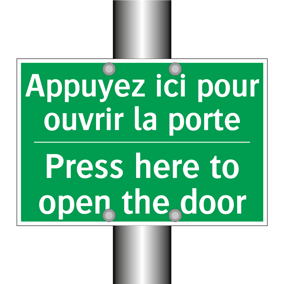 Appuyez ici pour ouvrir la porte /.../ - Press here to open the door