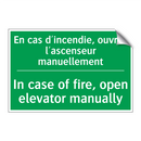 En cas d'incendie, ouvrez l'ascenseur /.../ - In case of fire, open elevator /.../
