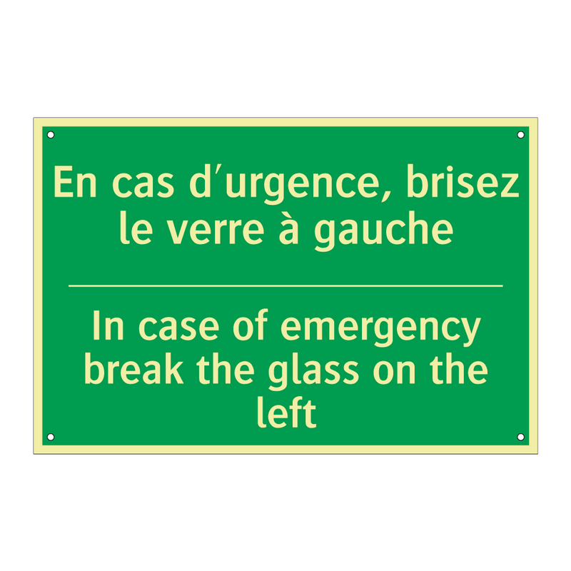 En cas d'urgence, brisez le verre /.../ - In case of emergency break the /.../