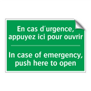 En cas d'urgence, appuyez ici /.../ - In case of emergency, push here /.../