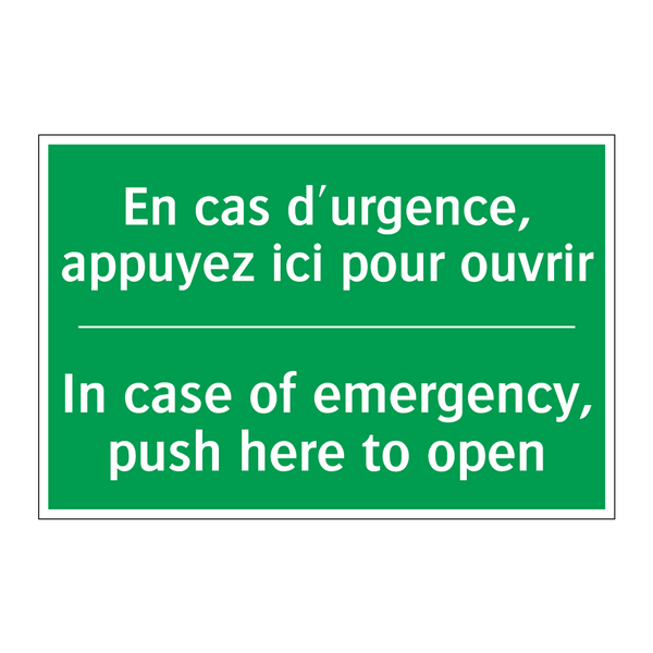 En cas d'urgence, appuyez ici /.../ - In case of emergency, push here /.../