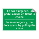 En cas d'urgence, la porte s'ouvre /.../ - In an emergency, the door opens /.../