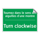 Tournez dans le sens des aiguilles /.../ - Turn clockwise
