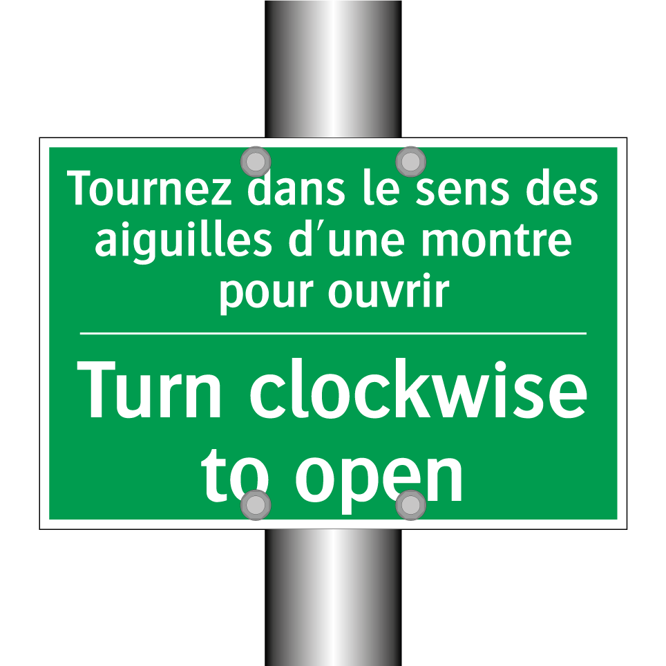 Tournez dans le sens des aiguilles /.../ - Turn clockwise to open