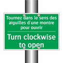 Tournez dans le sens des aiguilles /.../ - Turn clockwise to open