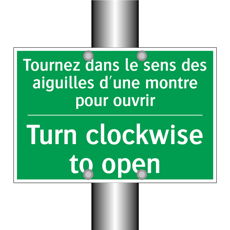 Tournez dans le sens des aiguilles /.../ - Turn clockwise to open