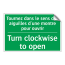 Tournez dans le sens des aiguilles /.../ - Turn clockwise to open