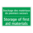 Stockage des matériaux de premiers /.../ - Storage of first aid materials