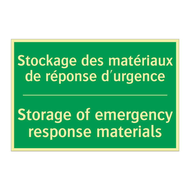 Stockage des matériaux de réponse /.../ - Storage of emergency response /.../