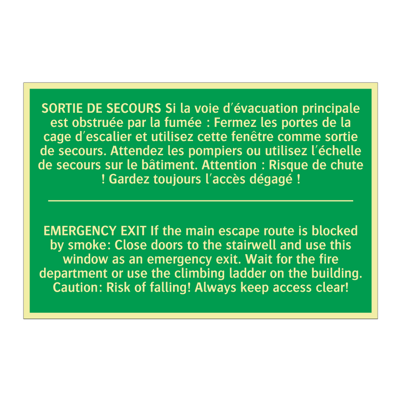 SORTIE DE SECOURS Si la voie d'évacuation /.../ - EMERGENCY EXIT If the main escape /.../