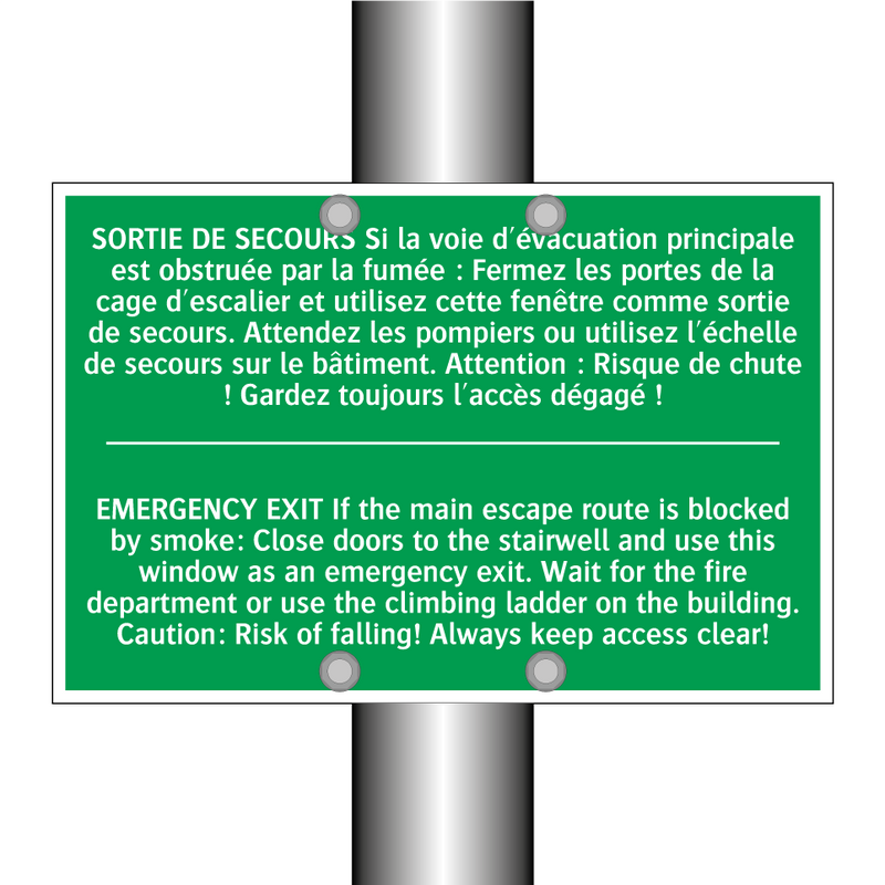 SORTIE DE SECOURS Si la voie d'évacuation /.../ - EMERGENCY EXIT If the main escape /.../