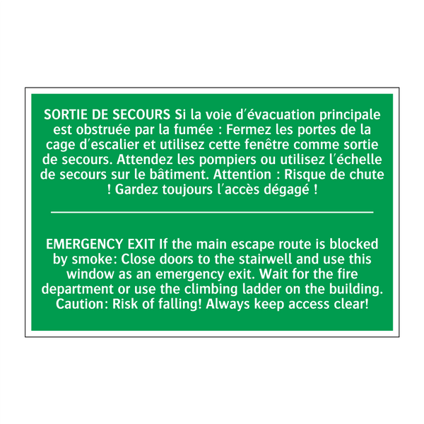 SORTIE DE SECOURS Si la voie d'évacuation /.../ - EMERGENCY EXIT If the main escape /.../