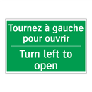 Tournez à gauche pour ouvrir - Turn left to open