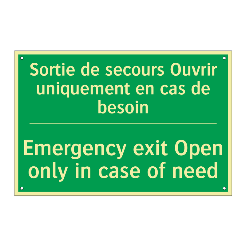 Sortie de secours Ouvrir uniquement /.../ - Emergency exit Open only in case /.../
