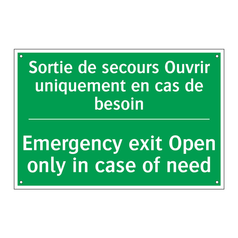 Sortie de secours Ouvrir uniquement /.../ - Emergency exit Open only in case /.../