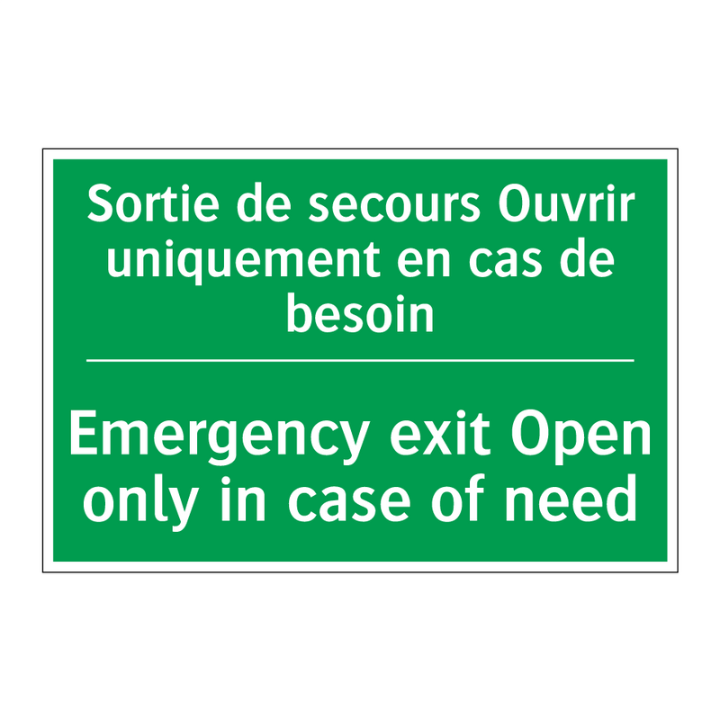 Sortie de secours Ouvrir uniquement /.../ - Emergency exit Open only in case /.../