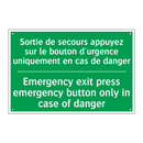 Sortie de secours appuyez sur /.../ - Emergency exit press emergency /.../