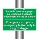 Sortie de secours appuyez sur /.../ - Emergency exit press emergency /.../