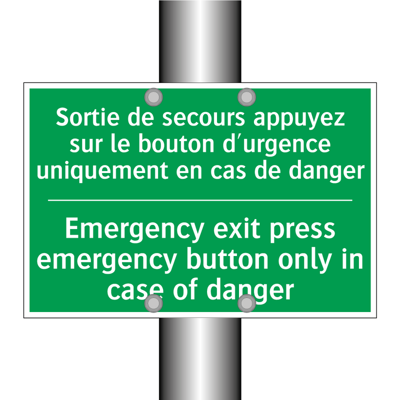 Sortie de secours appuyez sur /.../ - Emergency exit press emergency /.../