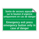 Sortie de secours appuyez sur /.../ - Emergency exit press emergency /.../