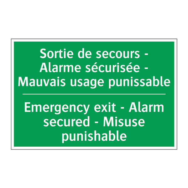 Sortie de secours - Alarme sécurisée /.../ - Emergency exit - Alarm secured /.../