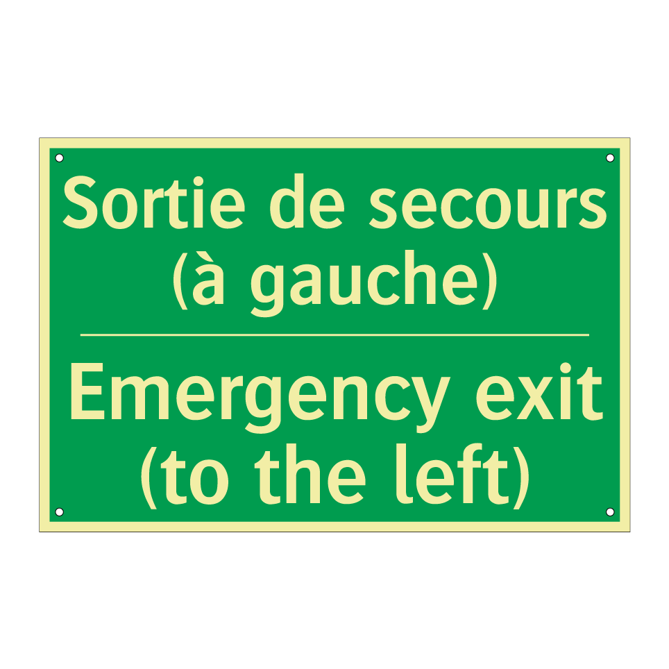 Sortie de secours (à gauche) - Emergency exit (to the left)