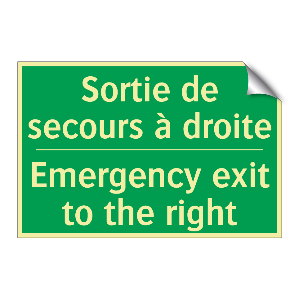 Sortie de secours à droite - Emergency exit to the right