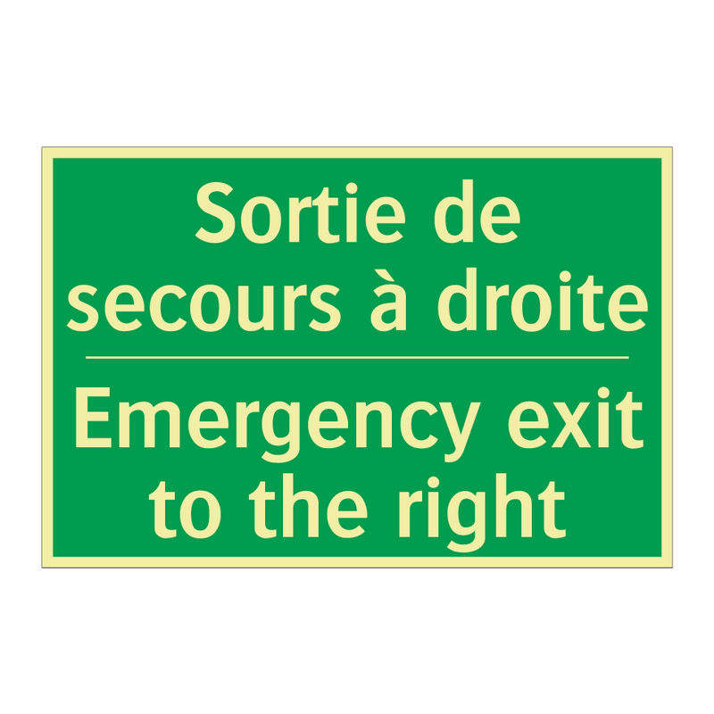 Sortie de secours à droite - Emergency exit to the right