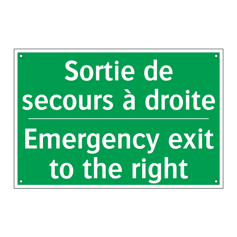 Sortie de secours à droite - Emergency exit to the right