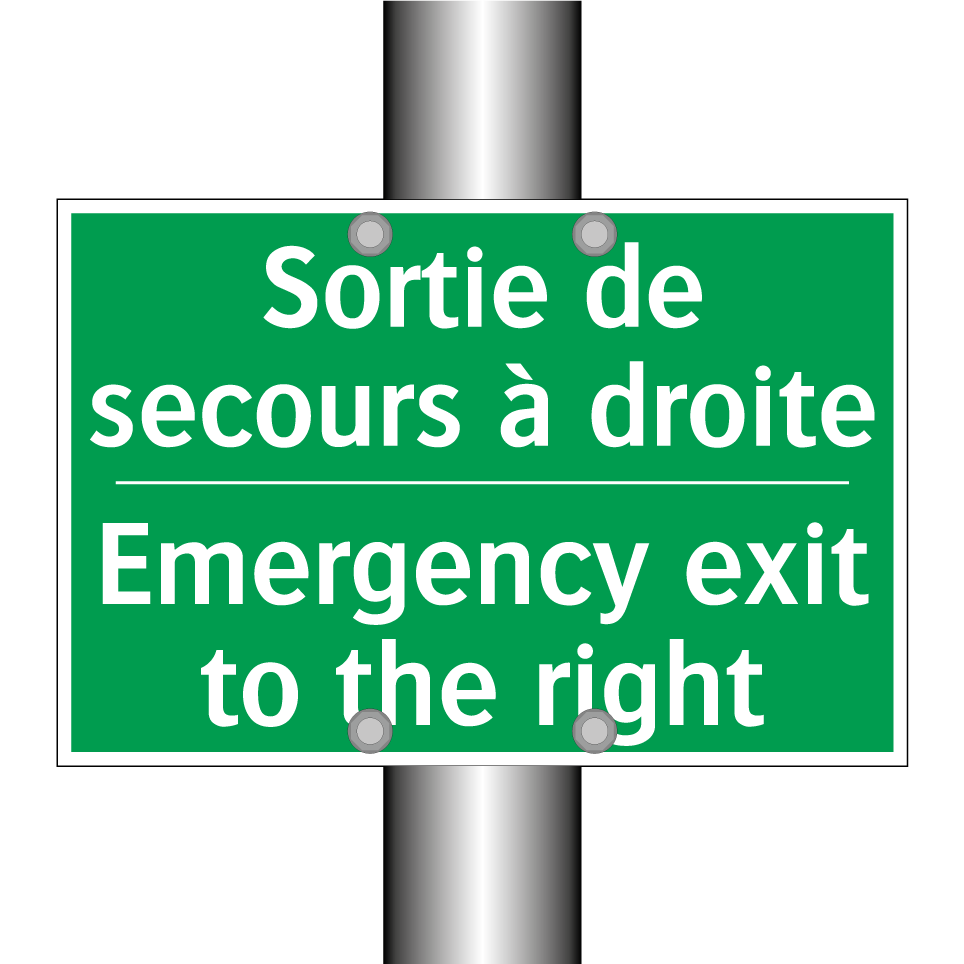 Sortie de secours à droite - Emergency exit to the right