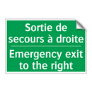 Sortie de secours à droite - Emergency exit to the right