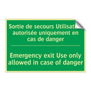 Sortie de secours Utilisation /.../ - Emergency exit Use only allowed /.../