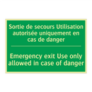 Sortie de secours Utilisation /.../ - Emergency exit Use only allowed /.../