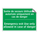 Sortie de secours Utilisation /.../ - Emergency exit Use only allowed /.../
