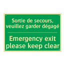 Sortie de secours, veuillez garder /.../ - Emergency exit please keep clear /.../