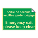 Sortie de secours, veuillez garder /.../ - Emergency exit please keep clear /.../