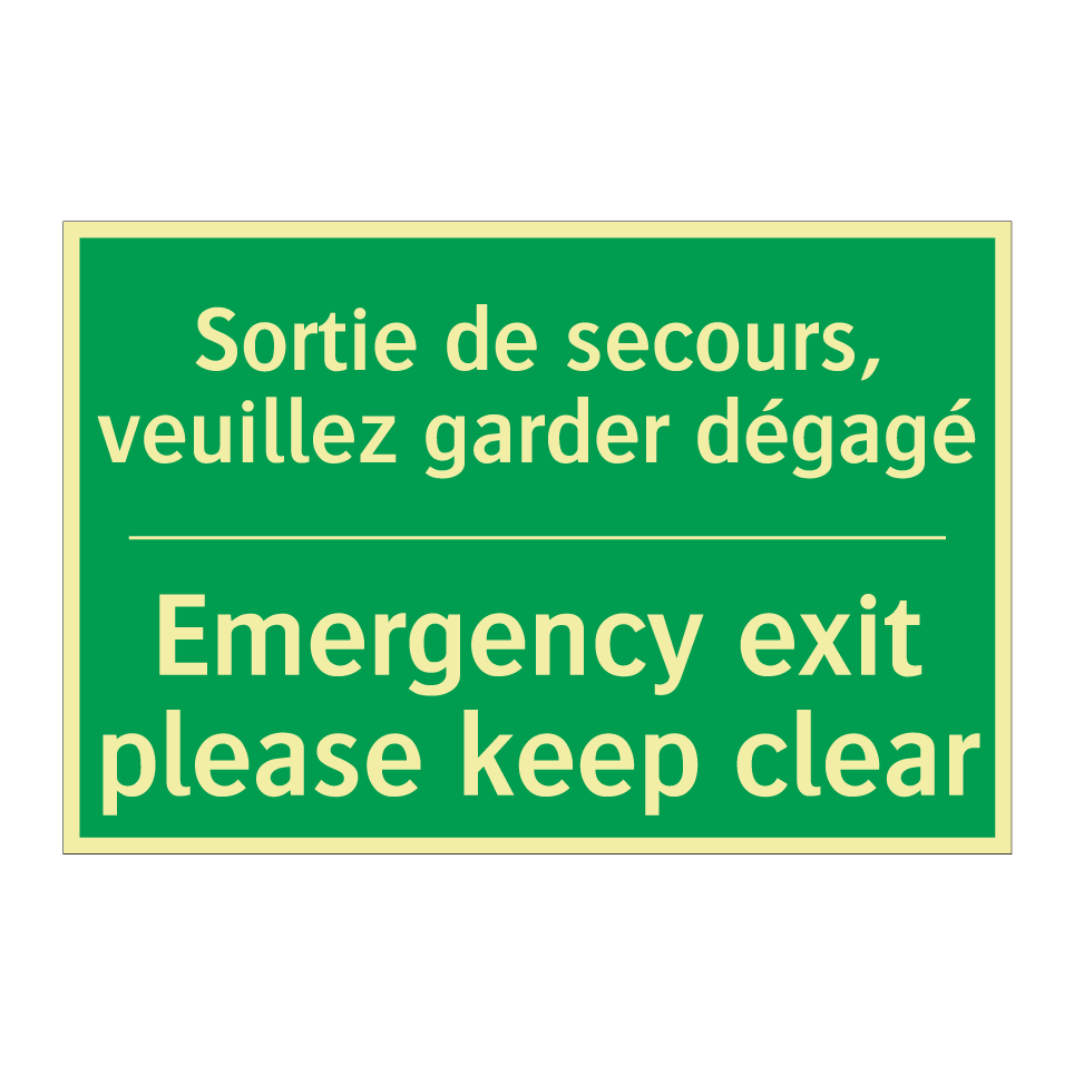 Sortie de secours, veuillez garder /.../ - Emergency exit please keep clear /.../