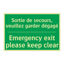 Sortie de secours, veuillez garder /.../ - Emergency exit please keep clear /.../