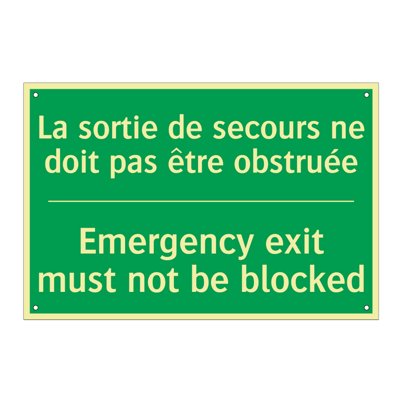 La sortie de secours ne doit pas /.../ - Emergency exit must not be blocked /.../