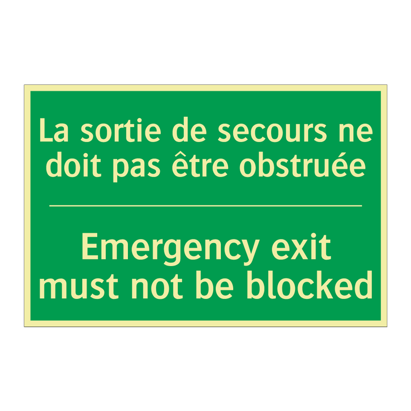 La sortie de secours ne doit pas /.../ - Emergency exit must not be blocked /.../