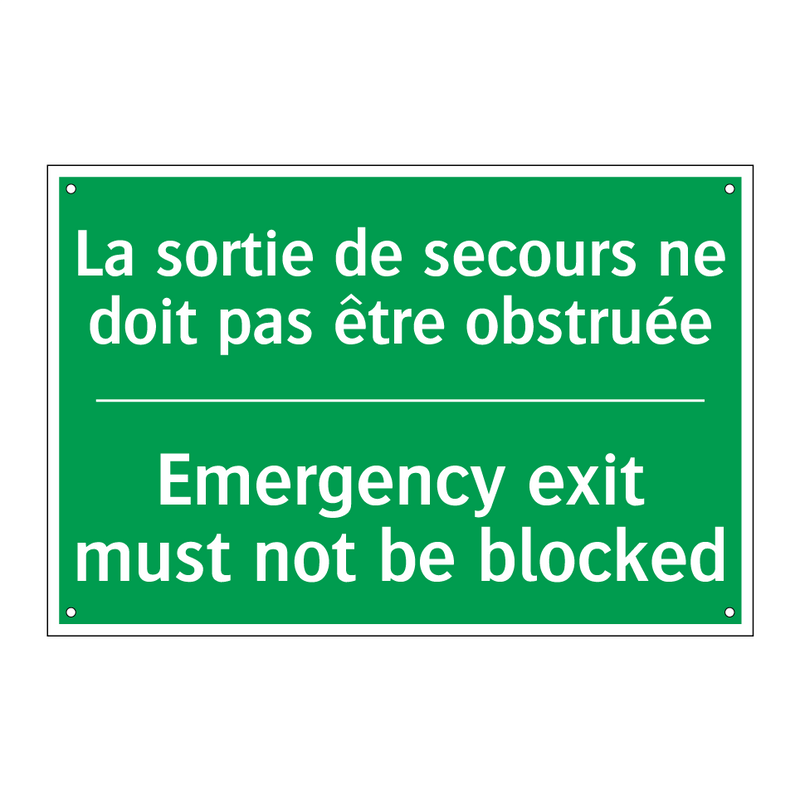 La sortie de secours ne doit pas /.../ - Emergency exit must not be blocked /.../