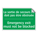La sortie de secours ne doit pas /.../ - Emergency exit must not be blocked /.../